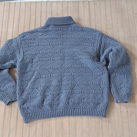 SISLEY Vintage 100% Virgin Wool Chunky Knit Cut Out Turtleneck Pullover Sweater - Picture 7 of 8